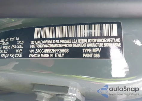 2017 Jeep Renegade Latitude 4X4 из США, поврежденный, VIN ZACCJBBB2HPF25538